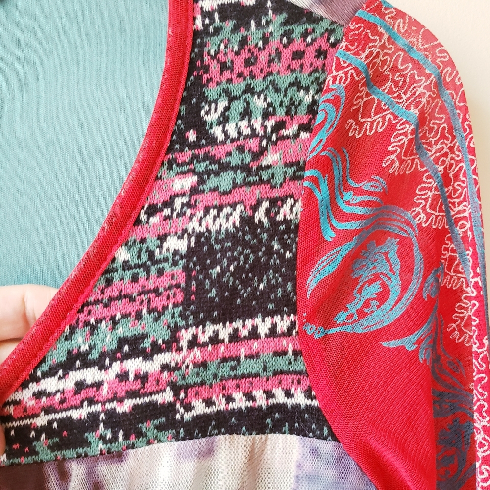Vintage Lulu H. Red Multiprint Top - Picture 6 of 15
